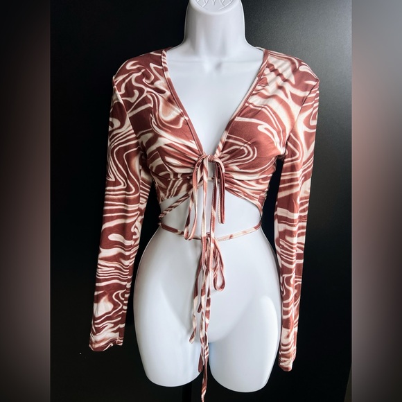Brown marble crop top size small - Picture 1 of 4